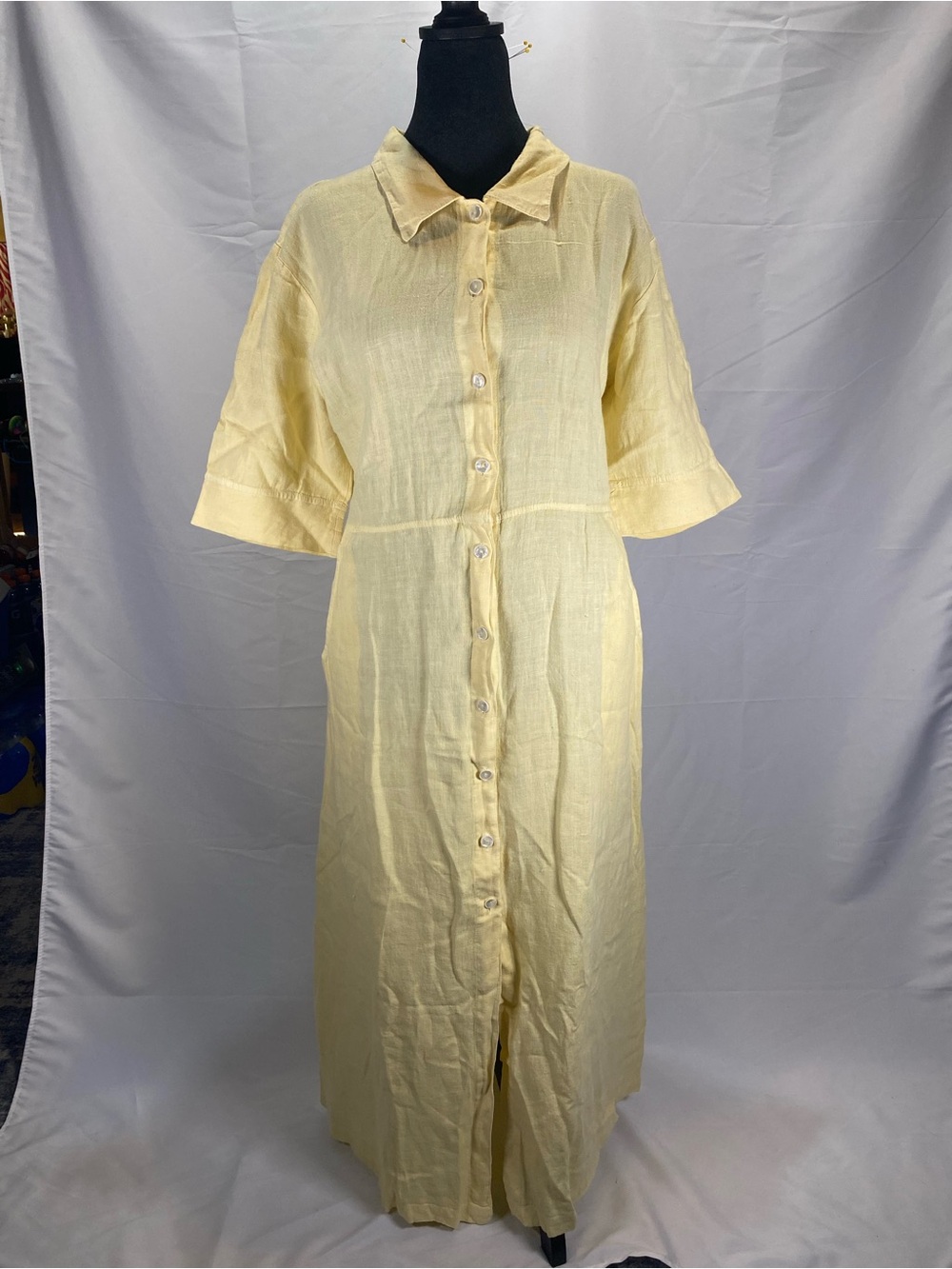 Sunbelt Pale Yellow Maxi Button-Front Dress